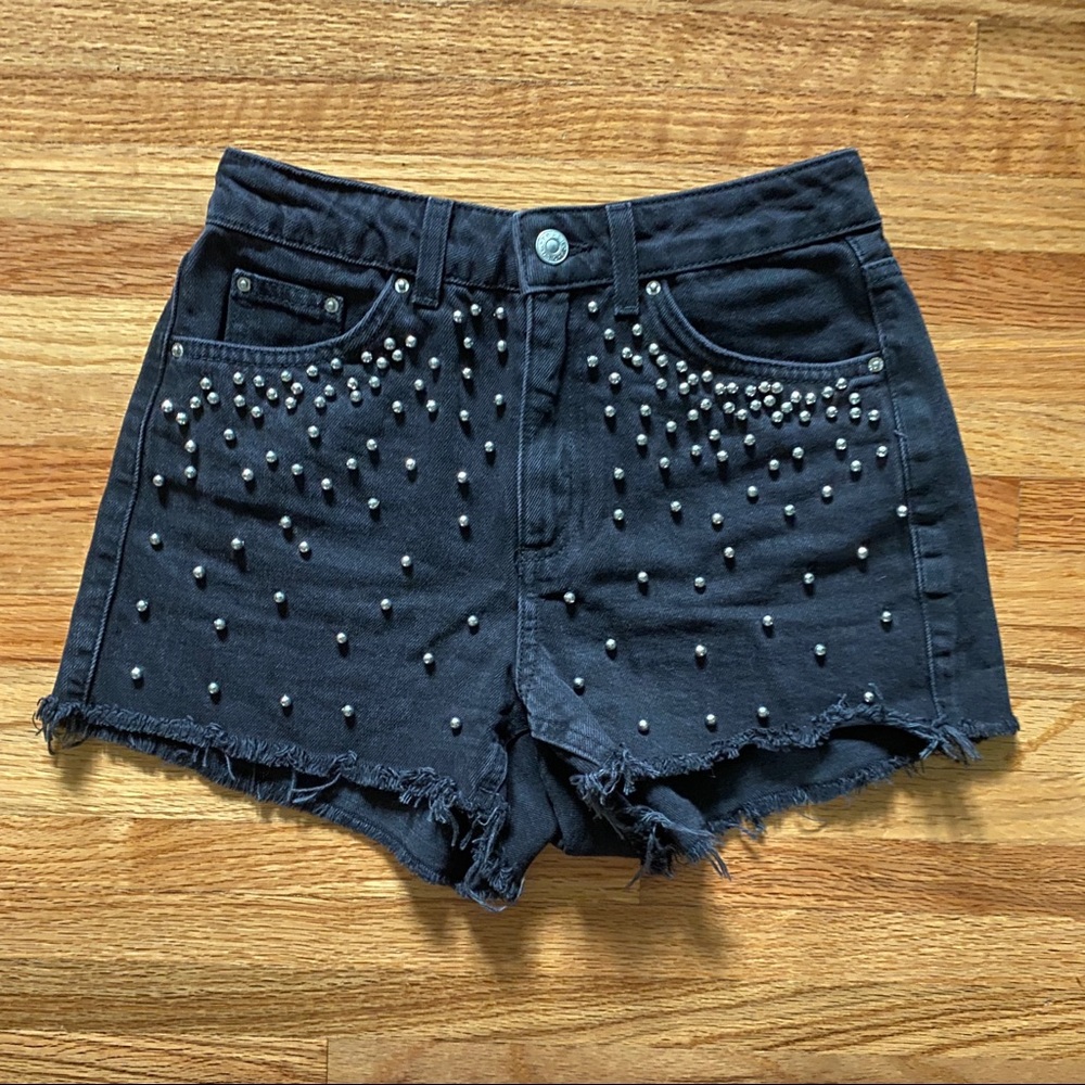 Topshop Studded Denim Shorts